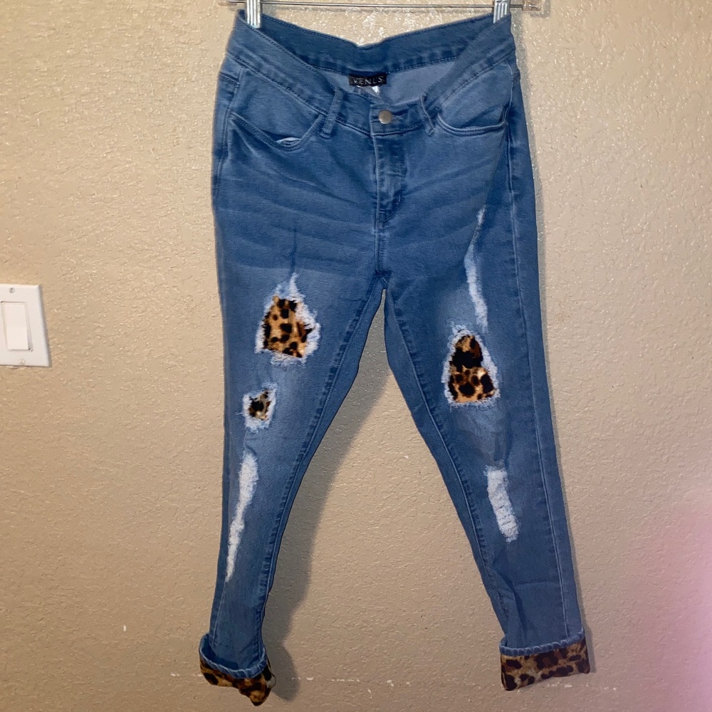 Venus Jeans Cropped Leopard